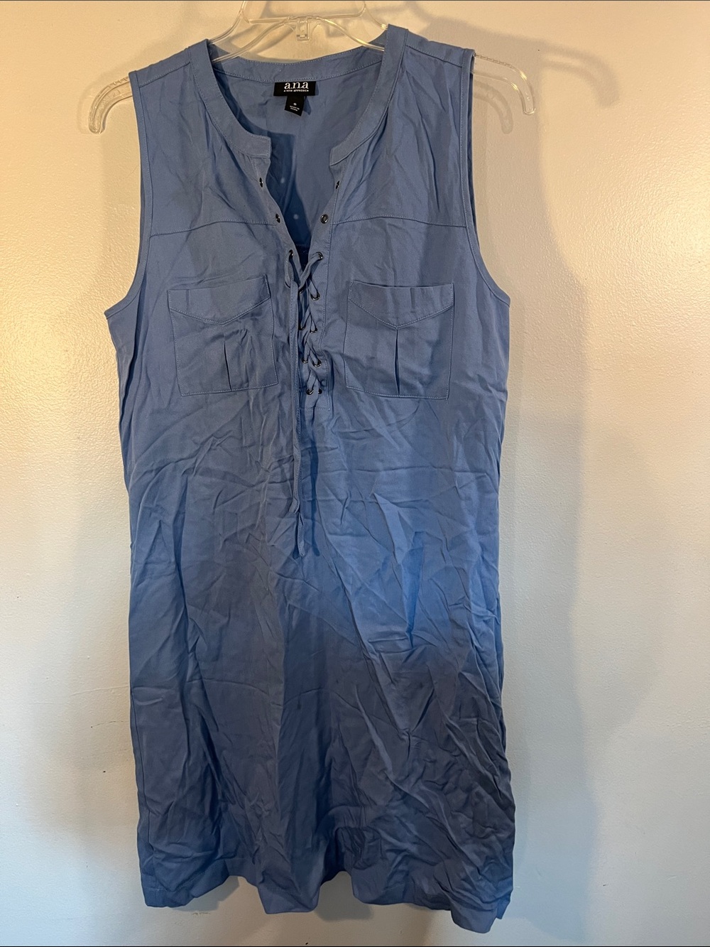 a.n.a Periwinkle Lace-Up Sleeveless Shift Dress